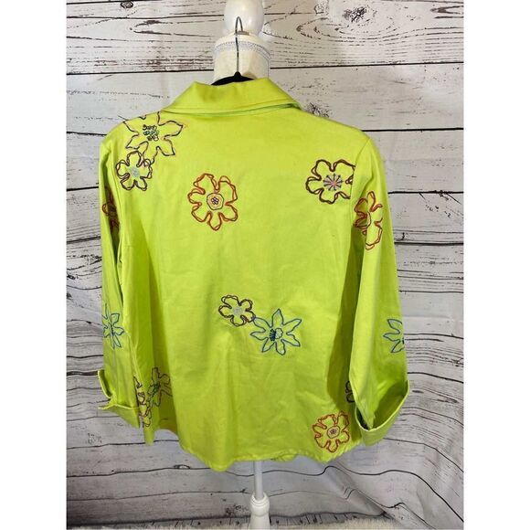 Susan Graver Style Embroidered Flowers Jacket Size Medium - Picture 4 of 4